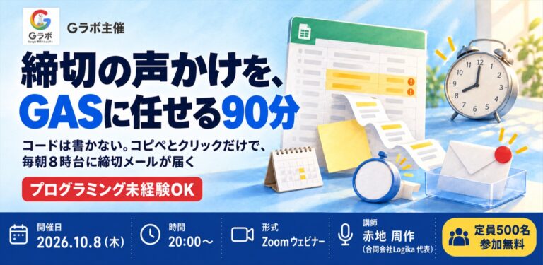 『【G-Labo】メンバー持ち込み企画「締切、だれが声かけてる?」をGoogleにまかせる90分を開催しました』のアイキャッチ画像